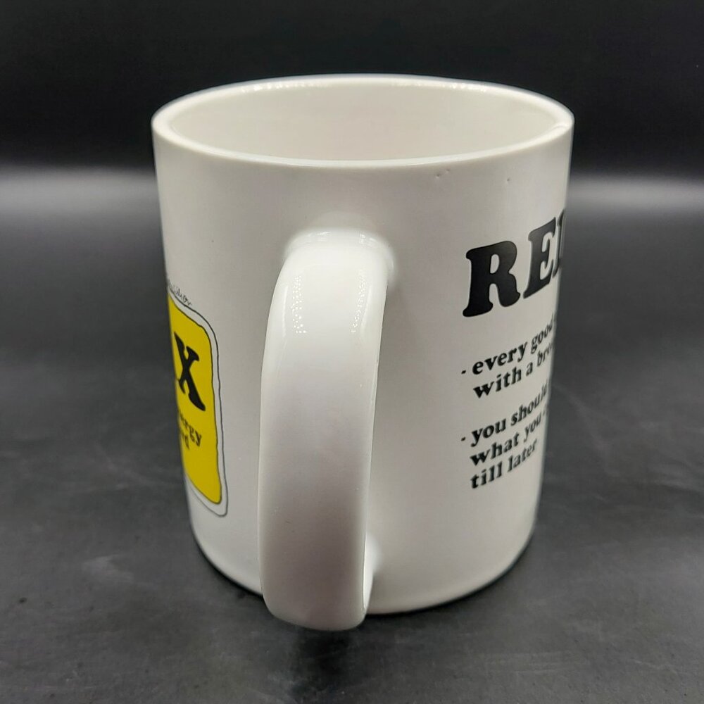 Vintage 1980 Yellow & White Ziggy Relax Coffee Mug 12 Ounce Cup Stoneware EUC - Picture 5 of 9